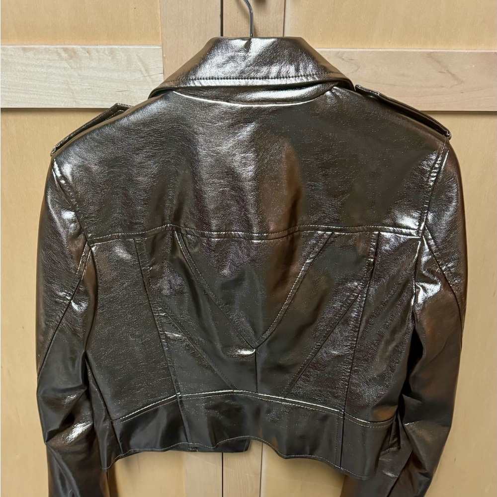 Avec Les Filles copper vegan leather jkt